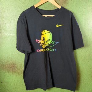 The Nike Tee Mens XL Black Solid Oregon Crew Neck T Shirt Athletic Cut Casual